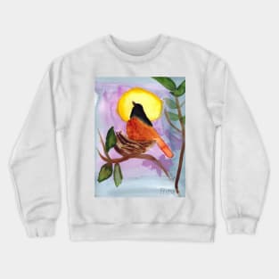 A Bird Sitting on Nest Against the Sunset Crewneck Sweatshirt